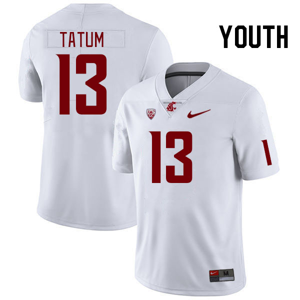 Youth #13 Dominic Tatum Washington State Cougars College Football Jerseys Stitched Sale-White - Click Image to Close